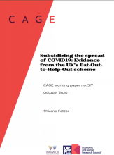 Subsidizing the spread of COVID19: Evidence from the UK’s Eat-Outto-Help-Out scheme: (CAGE working paper no. 517)